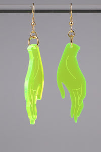 Large Hand Earrings - Neon Green