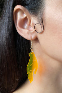 Large Hand Earrings - Neon Orange