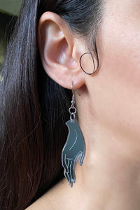Large Hand Earrings - Silver