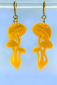 Large Shroom Earrings - Neon Orange