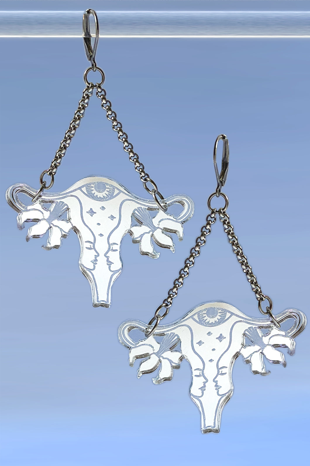 Womb Magic Uterus Earrings - Silver Mirror