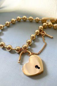 Heart Padlock Ball Chain Necklace