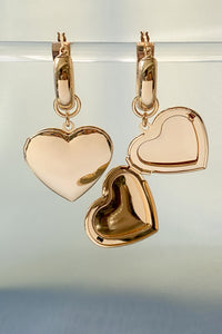 Heart Locket Earrings - Gold