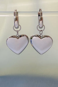 Heart Locket Earrings - Silver