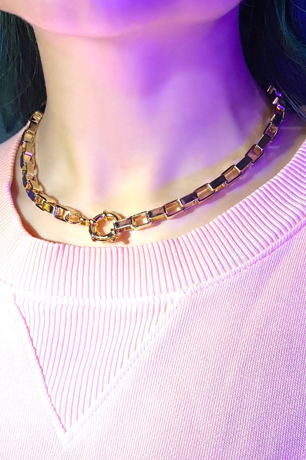 Box Link Choker Necklace