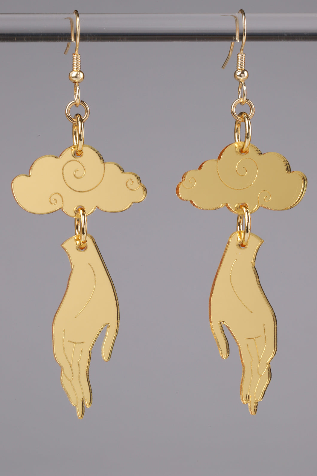Small Hand Cloud Earrings - Gold