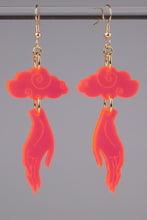 Load image into Gallery viewer, Small Hand Cloud Earrings - Neon Pink
