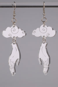 Small Hand Cloud Earrings - Silver