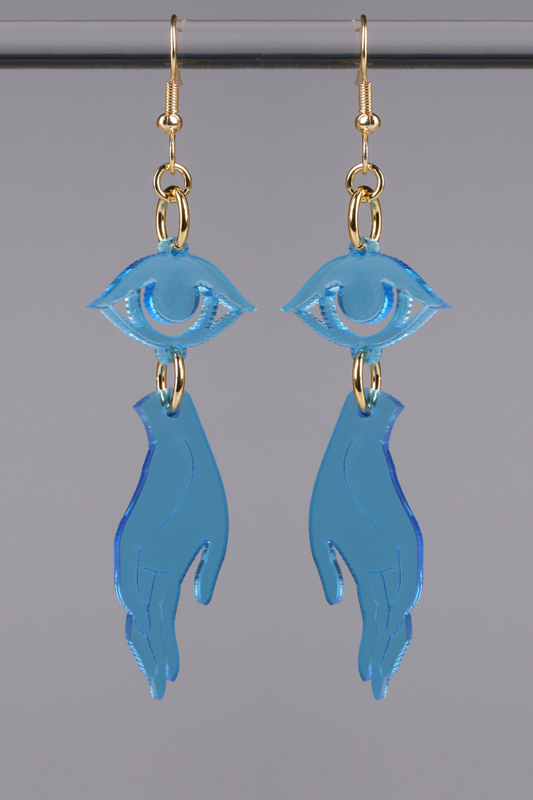 Small Hand Eye Earrings - Blue