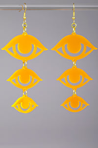 Large Eyes Earrings - Neon Orange