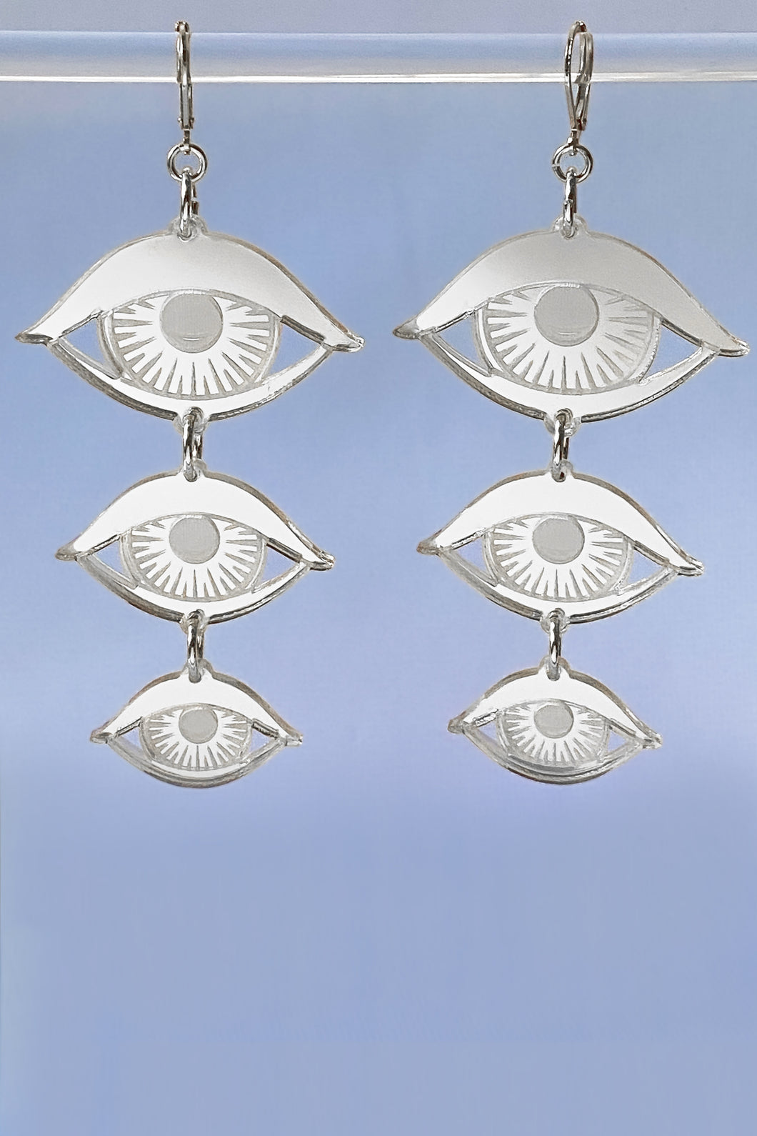 Large Eyes Earrings - Silver Mirror