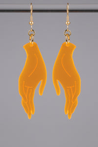 Large Hand Earrings - Neon Orange