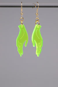 Small Hand Earrings - Neon Green