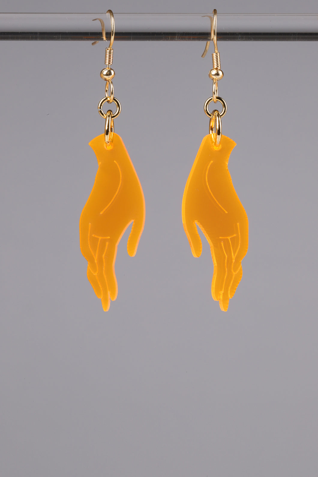 Small Hand Earrings - Neon Orange