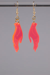 Small Hand Earrings - Neon Pink