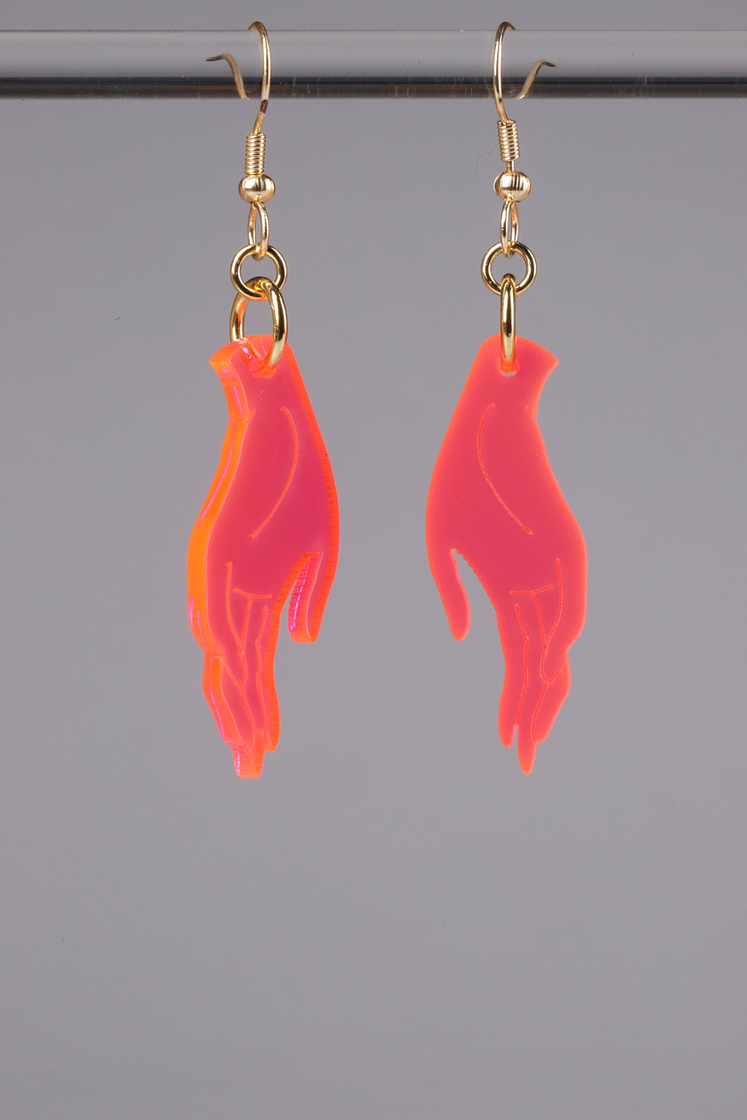 Small Hand Earrings - Neon Pink