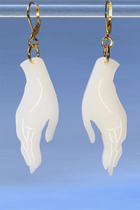 Large Hand Earrings - White