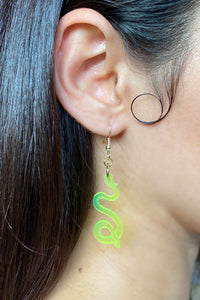 Small Serpentine Earrings - Neon Green