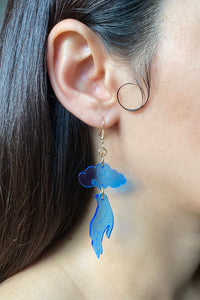 Small Hand Cloud Earrings - Blue