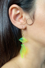 Load image into Gallery viewer, Small Hand Eye Earrings - Neon Green
