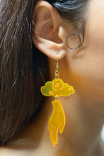 Load image into Gallery viewer, Large Hand Cloud Earrings - Neon Orange
