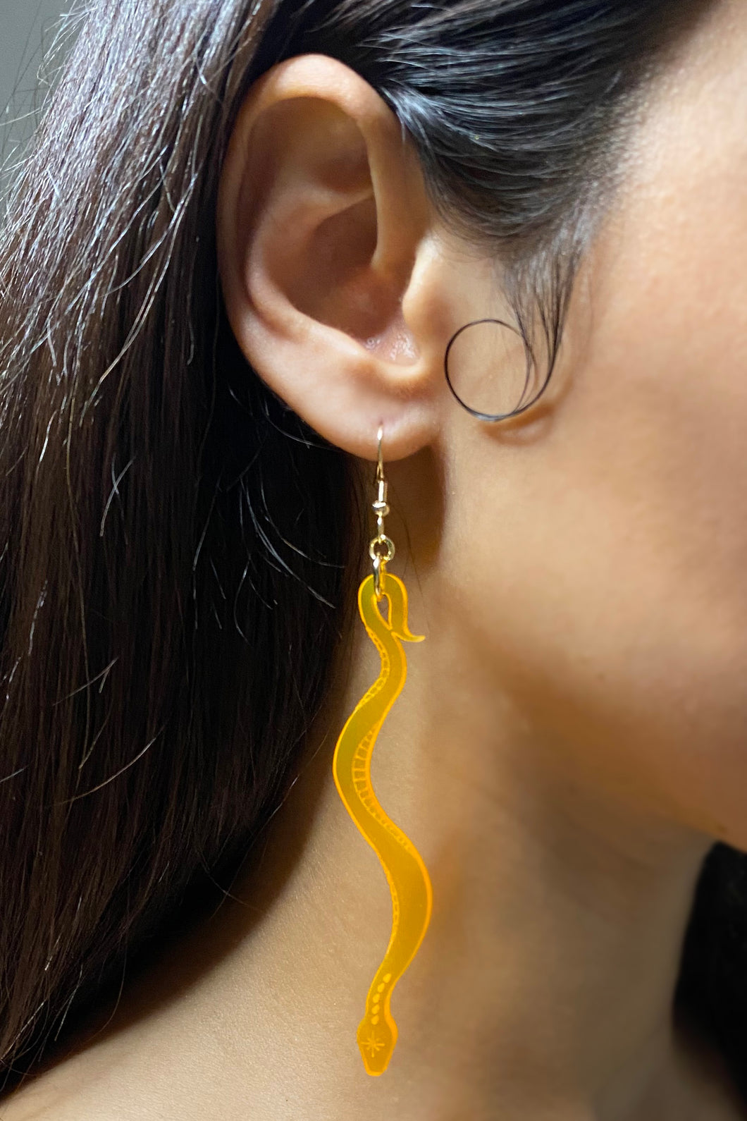 Large Boa Earrings - Neon Orange