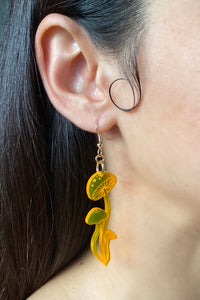 Small Shroom Earrings - Neon Orange