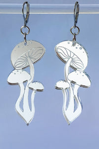 Large Shroom Earrings - Silver Mirror