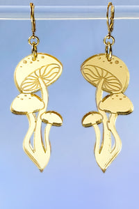 Large Shroom Earrings - Gold Mirror