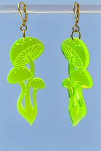 Large Shroom Earrings - Neon Green