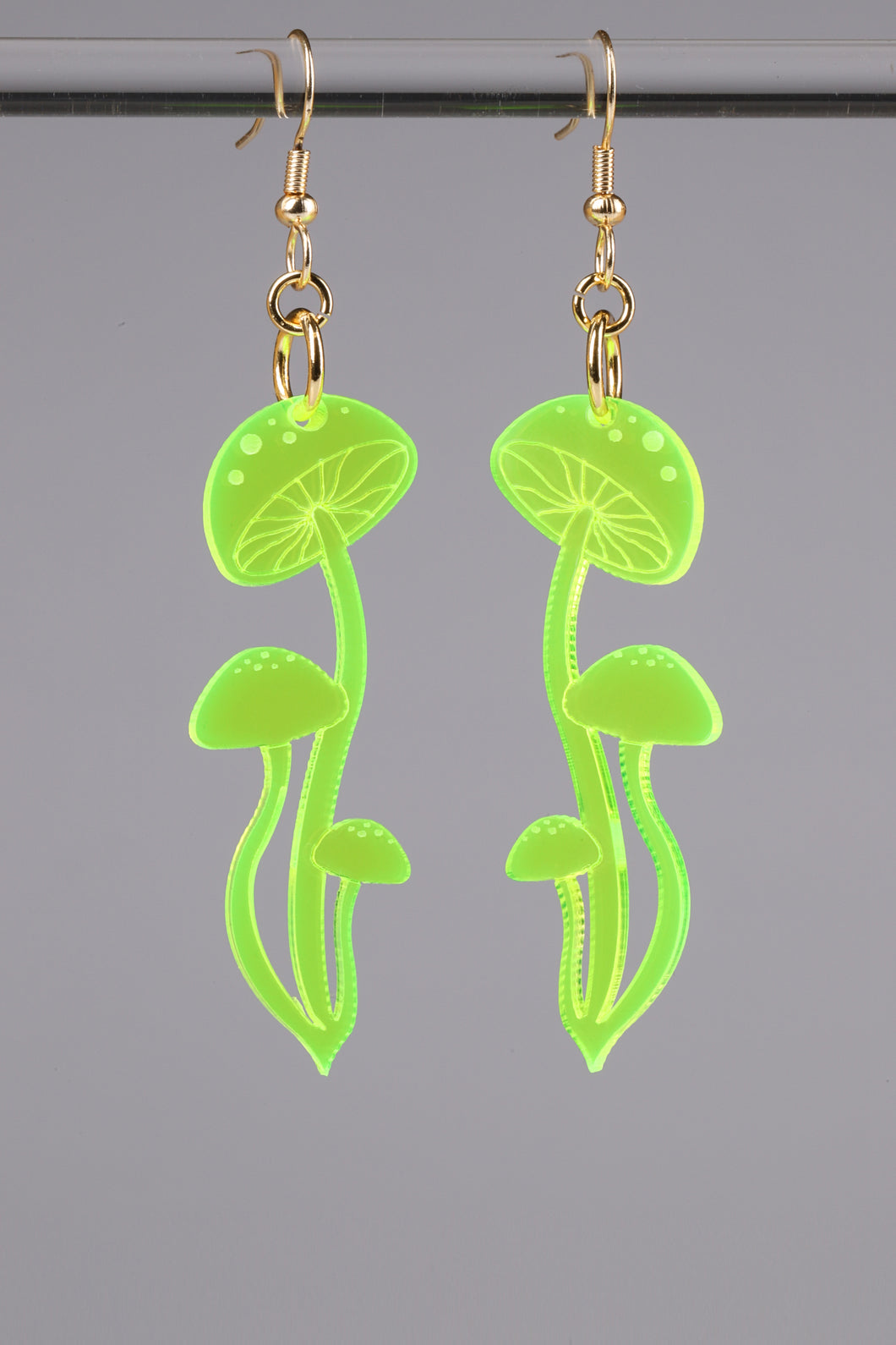 Small Shroom Earrings - Neon Green