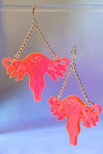Load image into Gallery viewer, Womb Magic Uterus Earrings - Neon Pink
