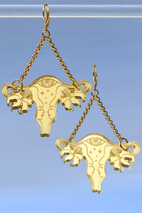 Womb Magic Uterus Earrings - Gold Mirror