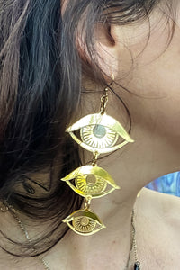 Large Eyes Earrings - Gold Mirror